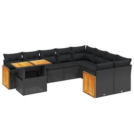 Maison exclusive - salon de jardin 10 pcs avec coussins noir résine tressée