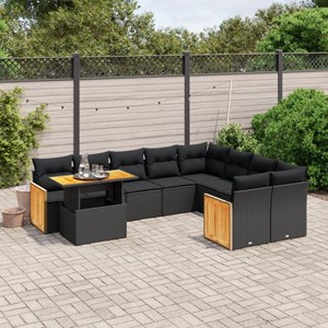 Maison exclusive - salon de jardin 10 pcs avec coussins noir résine tressée