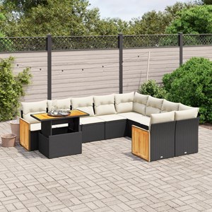 Maison exclusive - salon de jardin 10 pcs avec coussins noir résine tressée