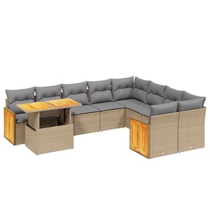 Maison exclusive - salon de jardin avec coussins 10 pcs beige résine tressée