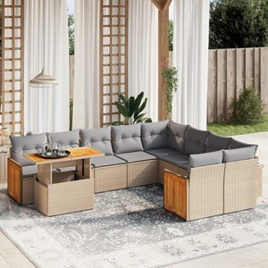 Maison exclusive - salon de jardin avec coussins 10 pcs beige résine tressée