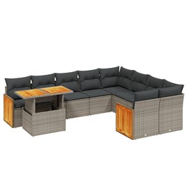 Maison exclusive - salon de jardin avec coussins 10 pcs gris résine tressée