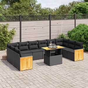 Maison exclusive - salon de jardin 11 pcs avec coussins noir résine tressée