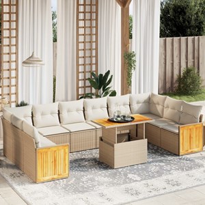 Maison exclusive - salon de jardin 11 pcs avec coussins beige résine tressée