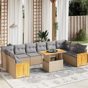 Maison exclusive - salon de jardin 11 pcs avec coussins beige résine tressée