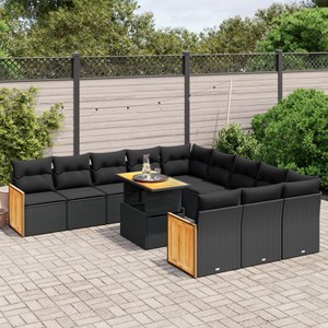 Maison exclusive - salon de jardin 11 pcs avec coussins noir résine tressée