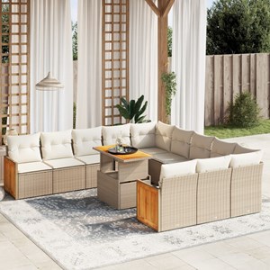 Maison exclusive - salon de jardin 11 pcs avec coussins beige résine tressée