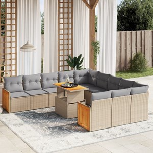 Maison exclusive - salon de jardin 11 pcs avec coussins beige résine tressée
