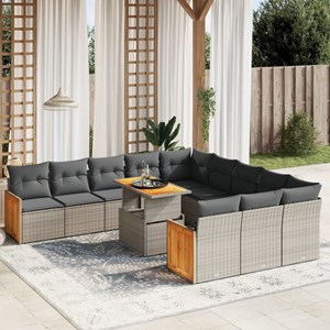 Maison exclusive - salon de jardin 11 pcs avec coussins gris résine tressée