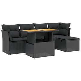 Maison exclusive - salon de jardin 6 pcs avec coussins noir résine tressée