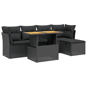 Maison exclusive - salon de jardin 6 pcs avec coussins noir résine tressée
