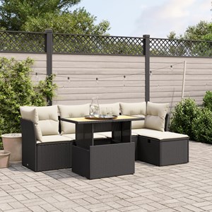 Maison exclusive - salon de jardin 6 pcs avec coussins noir résine tressée