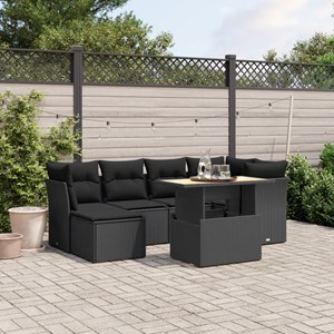 Maison exclusive - salon de jardin 7 pcs avec coussins noir résine tressée