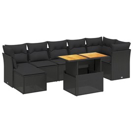 Maison exclusive - salon de jardin 8 pcs avec coussins noir résine tressée