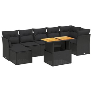Maison exclusive - salon de jardin 8 pcs avec coussins noir résine tressée