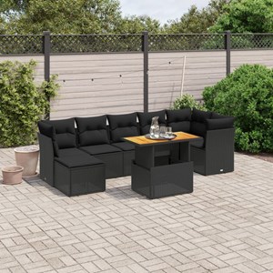 Maison exclusive - salon de jardin 8 pcs avec coussins noir résine tressée