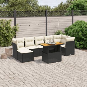 Maison exclusive - salon de jardin 8 pcs avec coussins noir résine tressée