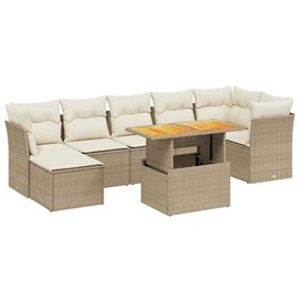 Maison exclusive - salon de jardin avec coussins 8 pcs beige résine tressée