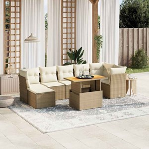 Maison exclusive - salon de jardin avec coussins 8 pcs beige résine tressée