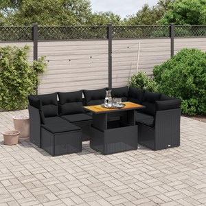Maison exclusive - salon de jardin 8 pcs avec coussins noir résine tressée