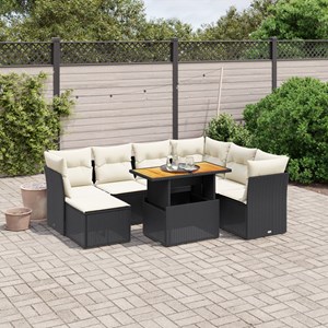 Maison exclusive - salon de jardin 8 pcs avec coussins noir résine tressée
