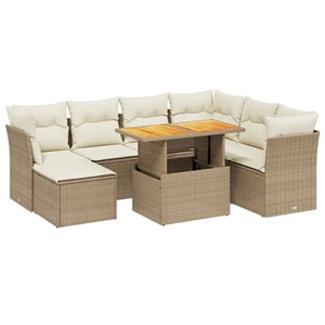 Maison exclusive - salon de jardin avec coussins 8 pcs beige résine tressée