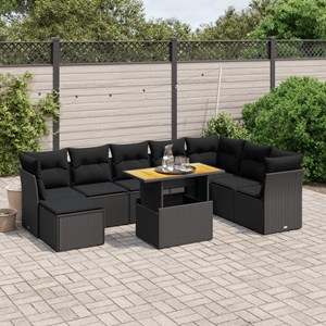 Maison exclusive - salon de jardin 9 pcs avec coussins noir résine tressée