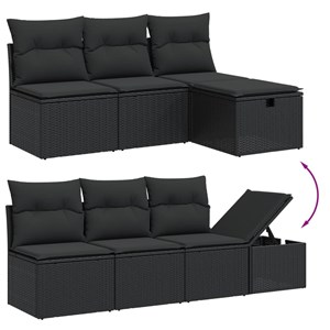 Maison exclusive - salon de jardin 9 pcs avec coussins noir résine tressée