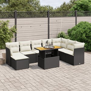 Maison exclusive - salon de jardin 9 pcs avec coussins noir résine tressée