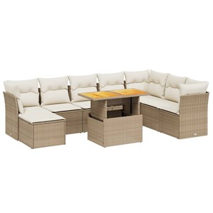 Maison exclusive - salon de jardin avec coussins 9 pcs beige résine tressée
