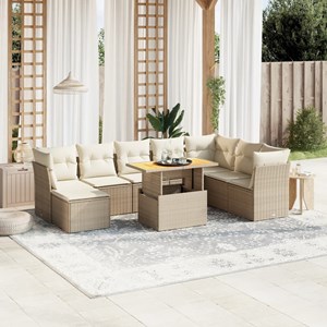 Maison exclusive - salon de jardin avec coussins 9 pcs beige résine tressée