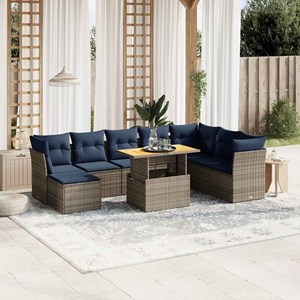 Maison exclusive - salon de jardin 9 pcs avec coussins gris résine tressée