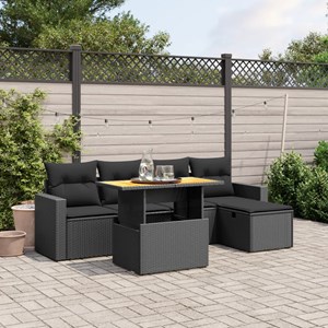 Maison exclusive - salon de jardin 6 pcs avec coussins noir résine tressée