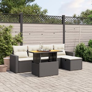 Maison exclusive - salon de jardin 6 pcs avec coussins noir résine tressée