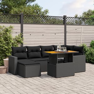 Maison exclusive - salon de jardin 7 pcs avec coussins noir résine tressée