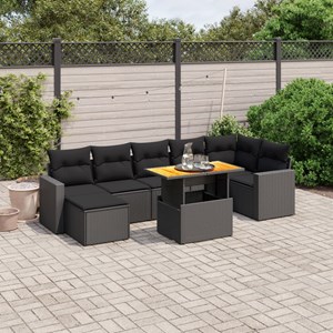 Maison exclusive - salon de jardin 8 pcs avec coussins noir résine tressée