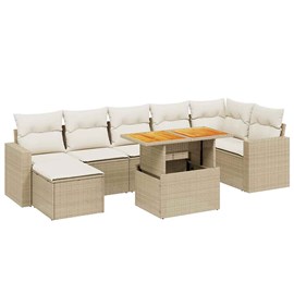 Maison exclusive - salon de jardin avec coussins 8 pcs beige résine tressée
