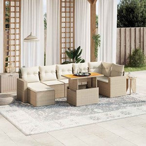 Maison exclusive - salon de jardin avec coussins 8 pcs beige résine tressée