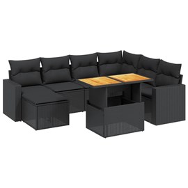 Maison exclusive - salon de jardin 8 pcs avec coussins noir résine tressée