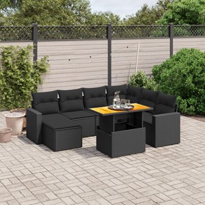Maison exclusive - salon de jardin 8 pcs avec coussins noir résine tressée