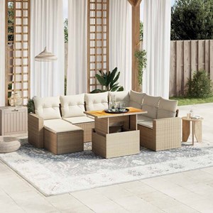 Maison exclusive - salon de jardin avec coussins 8 pcs beige résine tressée