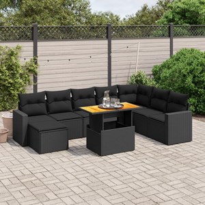 Maison exclusive - salon de jardin 9 pcs avec coussins noir résine tressée