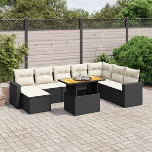 Maison exclusive - salon de jardin 9 pcs avec coussins noir résine tressée