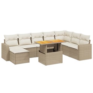 Maison exclusive - salon de jardin avec coussins 9 pcs beige résine tressée