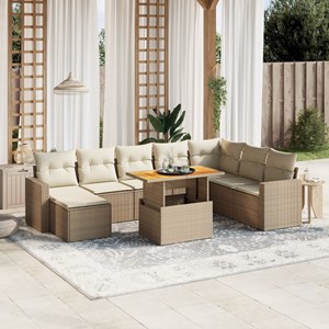 Maison exclusive - salon de jardin avec coussins 9 pcs beige résine tressée