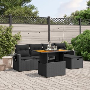Maison exclusive - salon de jardin 6 pcs avec coussins noir résine tressée