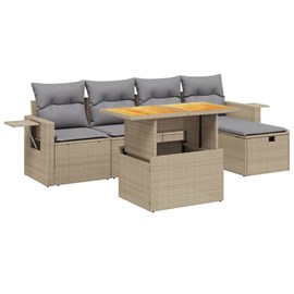 Maison exclusive - salon de jardin avec coussins 6 pcs beige résine tressée