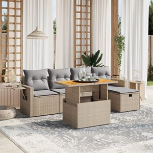 Maison exclusive - salon de jardin avec coussins 6 pcs beige résine tressée