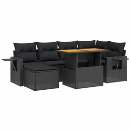 Maison exclusive - salon de jardin 7 pcs avec coussins noir résine tressée
