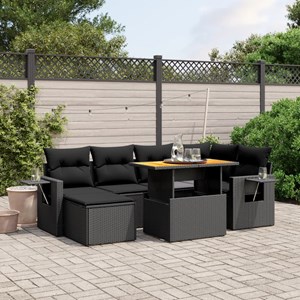 Maison exclusive - salon de jardin 7 pcs avec coussins noir résine tressée